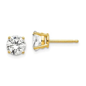 14k Yellow Gold 6mm Cubic Zirconia Stud Earrings 0.71gm L-6 mm, W-6 mm for Mom - Picture 1 of 4