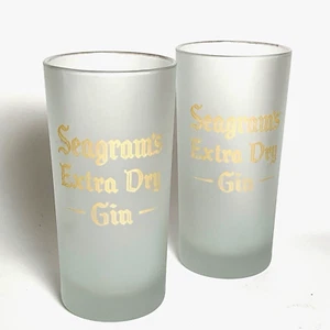 Juego de 2 vajilla de vidrio Seagrams ginebra extra seca esmerilada Highball logotipo dorado vintage - Imagen 1 de 10