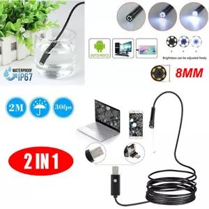 Telefono cellulare 2 in 1 2M HD IP67 impermeabile 8 mm ispezione endoscopio fotocamera LED USB - Foto 1 di 12