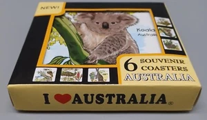Australia beautiful souvenir set of 6 cork drink coasters NEW - Picture 1 of 11