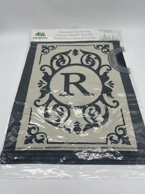 Cambridge Monogram "R" Appliquéd Garden Flag Two Sided 12" X 18"  Evergreen - Image 1 of 4