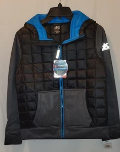 NWT BOYS ZEROXPOSUR HOODED, PUFFER, WEATHER RESISTANT BLACK COAT SIZE L 14-16 - Picture 1 of 4