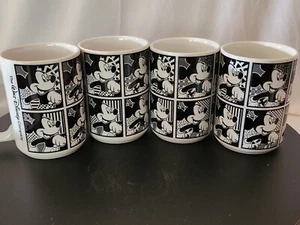 Disney Mickey Mouse Grid Pattern~ Mug, 4 Each 12 Ounce, Black and White - Picture 1 of 9