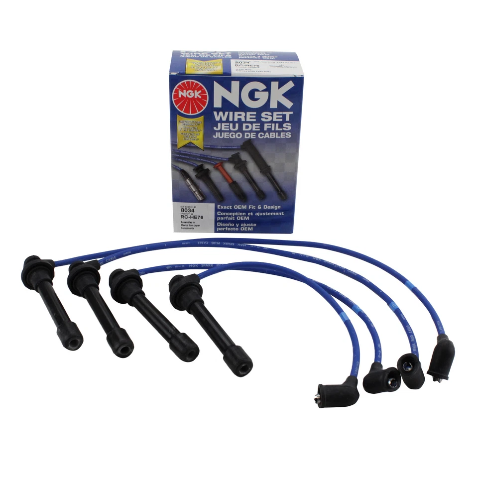 NGK 8034 / HE76 Ignition Wire Set 7mm Silicone For Acura EL 1.6L L4 1997-2000 - Image 1 of 4