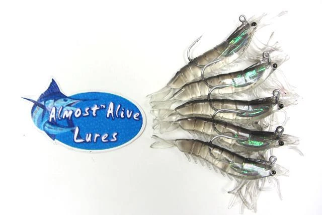 Señuelos Almost Alive señuelo artificial camarón cebo con gancho negro/claro paquete de 5 Foto 1 de 1
