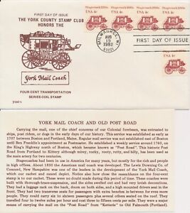 #1898a Stagecoach 1890's York County Stamp Club #1 cachet First Day cover w/ enc