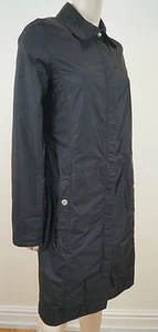 JIL SANDER NAVY Black Collared Long Length Zip Fasten Trench Coat Mac 38; UK10 - Picture 1 of 8