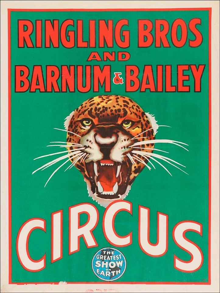 RINGLING BROTHERS BARNUM & BAILEY LEOPARD 16" HEAVY DUTY USA MADE METAL ADV SIGN - Image 1 of 1