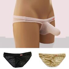 Breathable Low Waist Men's Sheer Thong Underwear Elephant Nose Bulge Pouch