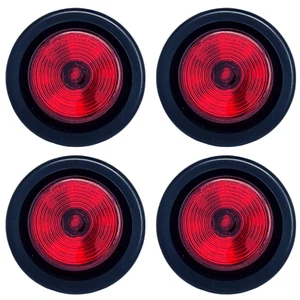 2" Round Red 9 LED Light Trailer Side Marker Clearance Grommet & Plug - QTY 4 - Picture 1 of 1