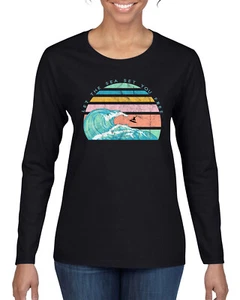 Camiseta Retro Let The Sea Set You Free Exterior Mujeres Gráfica Mangas Largas - Imagen 1 de 12