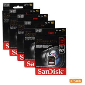 SanDisk Extreme Pro SD Card 128GB SDHC UHS-I Memory Card 200MB/s PCK5 - Picture 1 of 1
