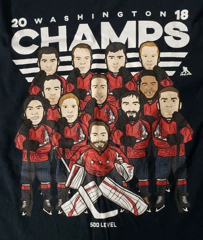 WASHINGTON CAPITALS T-SHIRT 2XL Stanley Cup  Champs 2018 100% Cotton FREE SHIP Cover