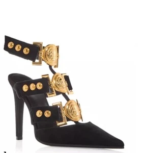 Jeffrey Campbell Lionness Goldtone Medallion Pointed Toe Pumps Sz 7 $225 - Picture 1 of 18