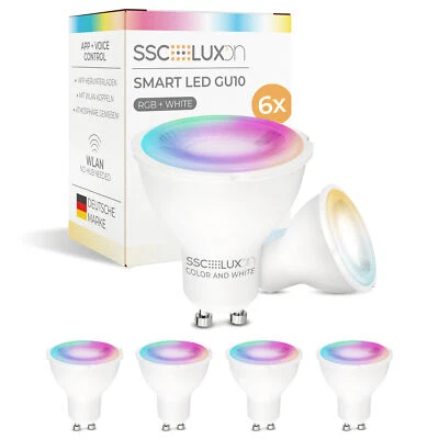 6pcs SSC-LUXon GU10 LED Smarthome Lamp 5W Dimmable WiFi Bulbs RGB+W - Image 1 of 4