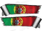 Pair 290Mm Rolled Ripped Tear Torn Metal Portugal Flag Vinyl Car Stickers
