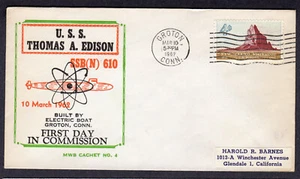 1962 USS Thomas A. Edison Commissioned (BECK #4) Event Cover TA933 - Picture 1 of 1