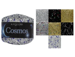 Cosmos Glitter Knitting Yarn King Cole 25g Ball Metallic Sequin Thread 1 3 6 12 - Picture 1 of 29
