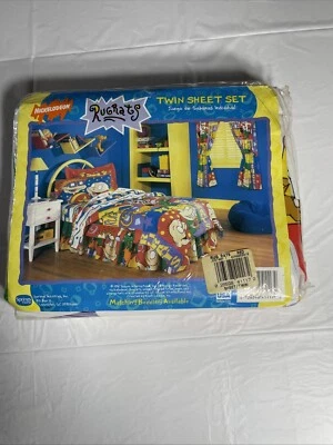 Juego de funda de almohada Rugrats 1996 doble ajustable y plana Nickelodeon RARO Foto 1 de 4