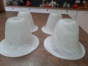 4 x Murano glass lampshades 6" 15cm diameter bell shaped white marbled BNWT - Picture 1 of 13