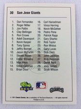 1991 San Jose Giants-Classic BEST Minor League Baseball Card-Checklist