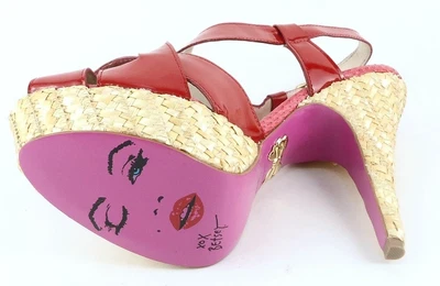 180 美元全新 BETSEY JOHNSON MARCIE 红色专利设计师厚底凉鞋 5.5 — 第 1/4 张图片