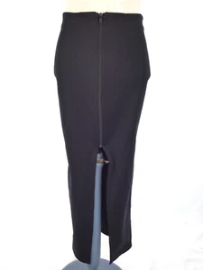 Vintage Bobycon Maxi Skirt Stretchy Black Zip Slit Y2K Party Going Out UK 10 - Picture 1 of 9