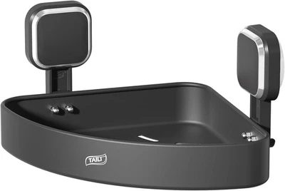 Mensola Angolare per Doccia Con Ventosa Con Ganci, Mensola Angolare in Alluminio - Immagine 1 di 4