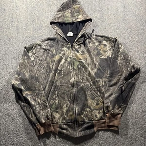 Vintage Made In USA Camo Hoodie Mossy Oak Full Zip Sz XL 90s - Picture 1 of 14
