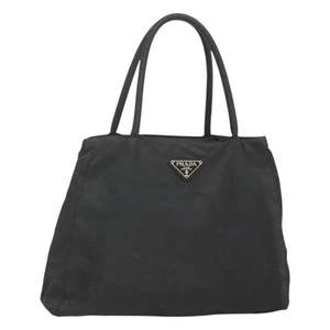 PRADA Tote Bag Nylon Black Silver Auth bs26348 - Picture 1 of 24