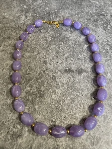 Joan River's Purple Lucite Oval Beaded Necklace Gold Spacers Jewelry GAR4-5 - Picture 1 of 8