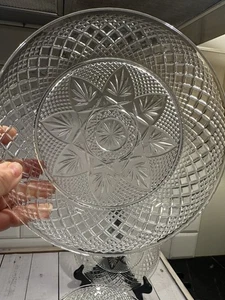 Set of 11 Crystal d'Arques Durand clear glass Antique 8" Salad Plates USA - Picture 1 of 2