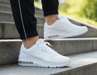 New NIKE Air Max LTD Men's Leather Athletic Sneakers shoes triple white 8-13 - Image 1 of 4