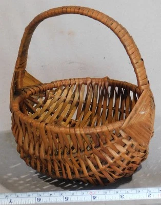 Antigua cesta de glúteos costilla férula roble fresno americano siglo XIX melón ojo de Dios Foto 1 de 4