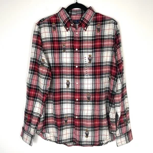 Polo Ralph Lauren Flannel Plaid All Over Teddy Bear Embroidered Shirt Size XL - Bild 1 von 12