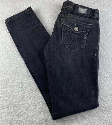 MEK DNM Jeans Womens Black Oaxaca Cigarette 27/34 Low Rise Embroidered Western - Image 1 of 4