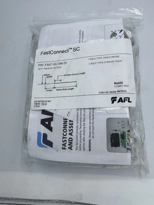 Conectores de fibra óptica AFL FAST-SC-SM-25 FastConnect SC 900 μm (paquete de 25) Foto 1 de 4