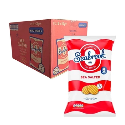 Seabrook Sea Salted Crisps 48 Bags (8x6 Packs) 25g BULK BOX | GF & Veggie - Image 1 of 3