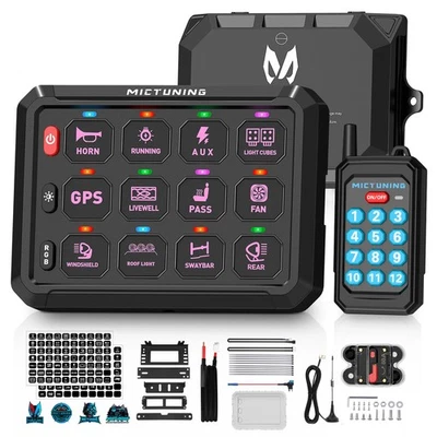 Painel de interruptor RGB de 12 gangues com controle remoto sem fio caixa de relé de circuito carro 12v-24v - Imagem 1 de 4