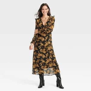Women's Long Sleeve Sheer Maxi Dress - A New Day - Picture 1 of 6