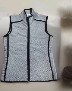 T By Talbots NWT Petites Women's Black White Stripe Cotton Knit Vest MSRP $79.50 - Picture 1 of 12