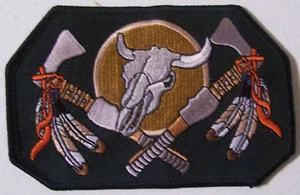 SKULL AND TOMAHAWKS - NATIVE STYLE - FEATHERS PATCH - Picture 1 of 1