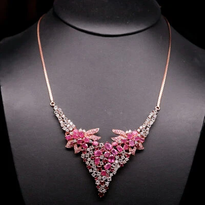 Gemstone Red Ruby, Sapphire & Topaz Necklace 18.5" 925 Silver Sterling - Image 1 of 4