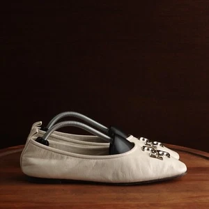 Tory Burch Flats Womens SZ 7M Ivory Eleanor Leather Slip On Ballet Casual Shoes - Picture 1 of 16
