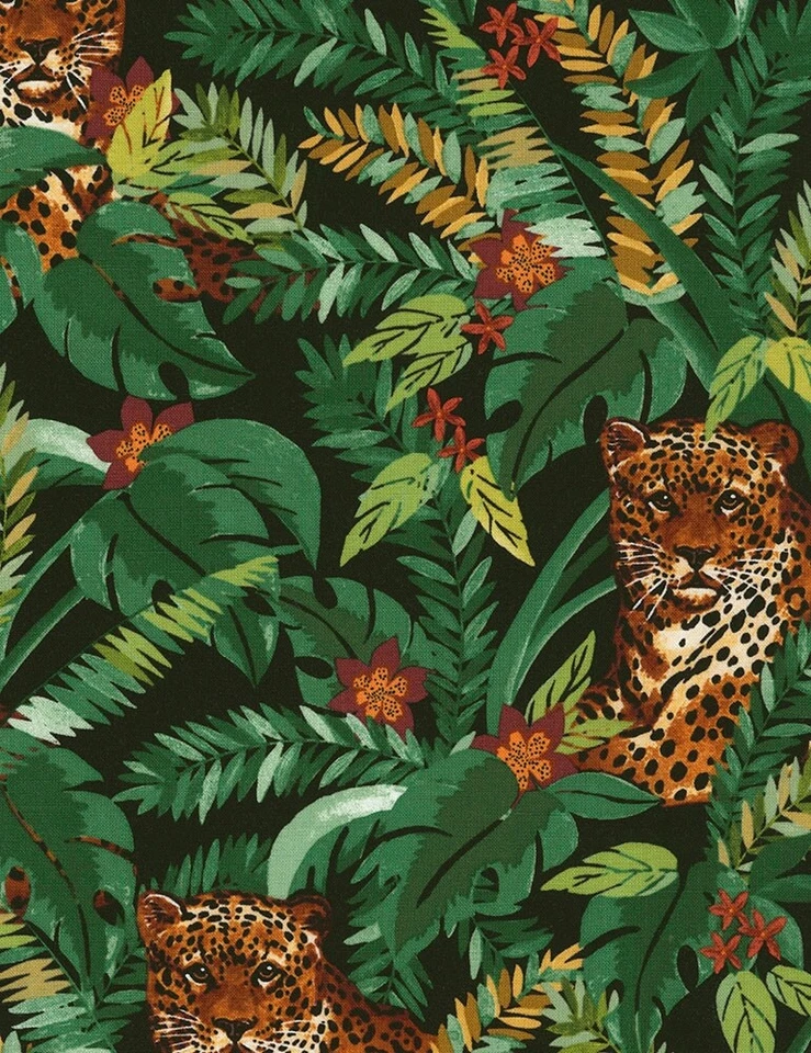 Tela animal - Bosque de la selva escondite leopardo - Tesoros atemporales patio Foto 1 de 1