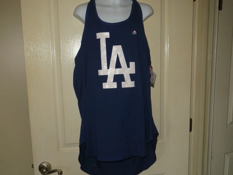 Womens Majestic LA Dodgers 22 Kershaw Tank Top, Blue Cover