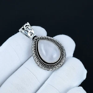 Rainbow Moonstone Silver Handmade Natural Gemstone Pendant Jewelry For Gift - Picture 1 of 4