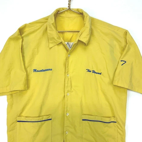 West Virginia Mountaineers Vintage Button up Size 2XL Yellow Embroidered 80s Cover
