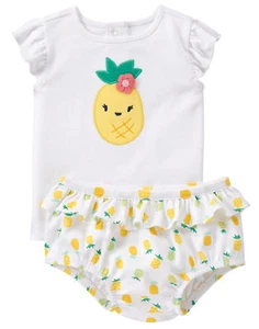 1L NWT Newborn Gymboree 2pc PINEAPPLE Shirt Top & Shorts Bloomers Outfit Set - Picture 1 of 1
