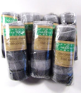Deco Mesh Lot White & Black Stripes 6" x 5 Yards for Farmhouse or Xmas Wreaths - Picture 1 of 5